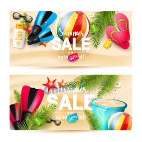 卡通夏季度假促销banner